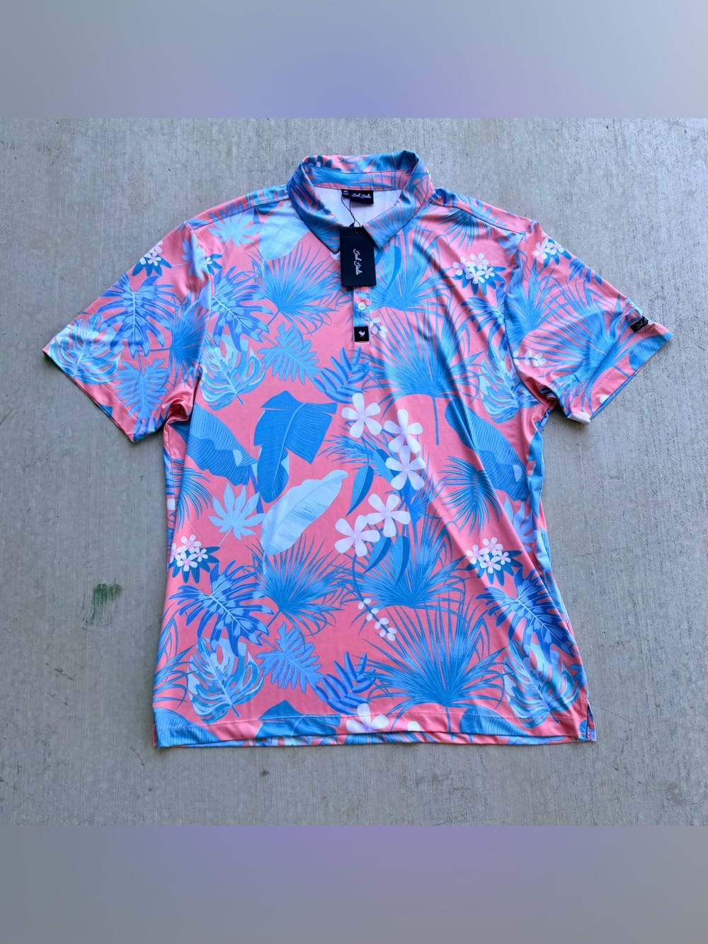 Bad Birdie Golf Polo Cruz Men Size 3XL Floral All Over Print Stretch